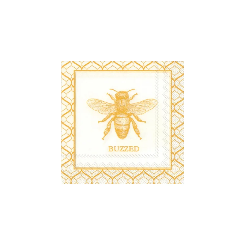 Gold Buzzed Bee Dessert Napkins 20ct