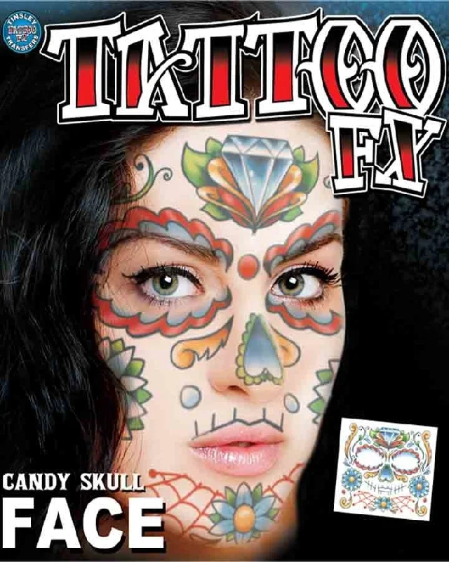 Candy Skull Face Tattoo