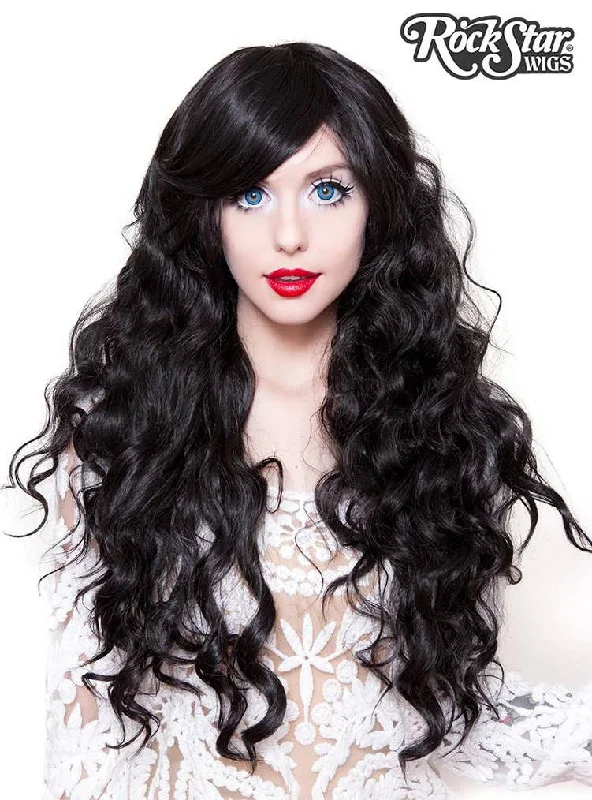 Classic Long Curly Womens Black Fashion Wig