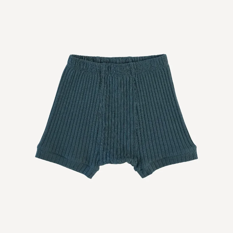 classic panda short | slate blue | organic cotton wide rib