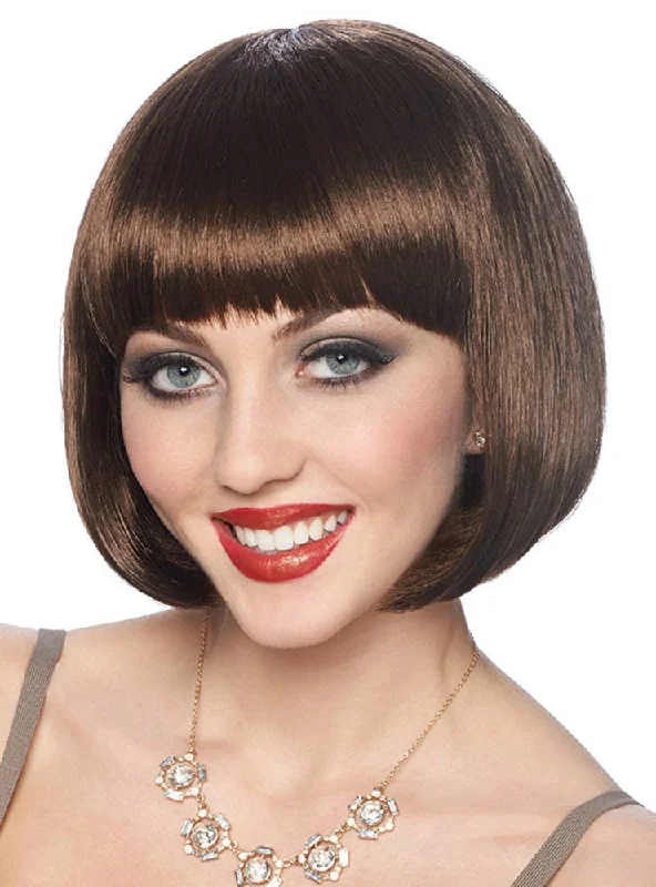 Classic Short Brown Womens Bob Costume Wig