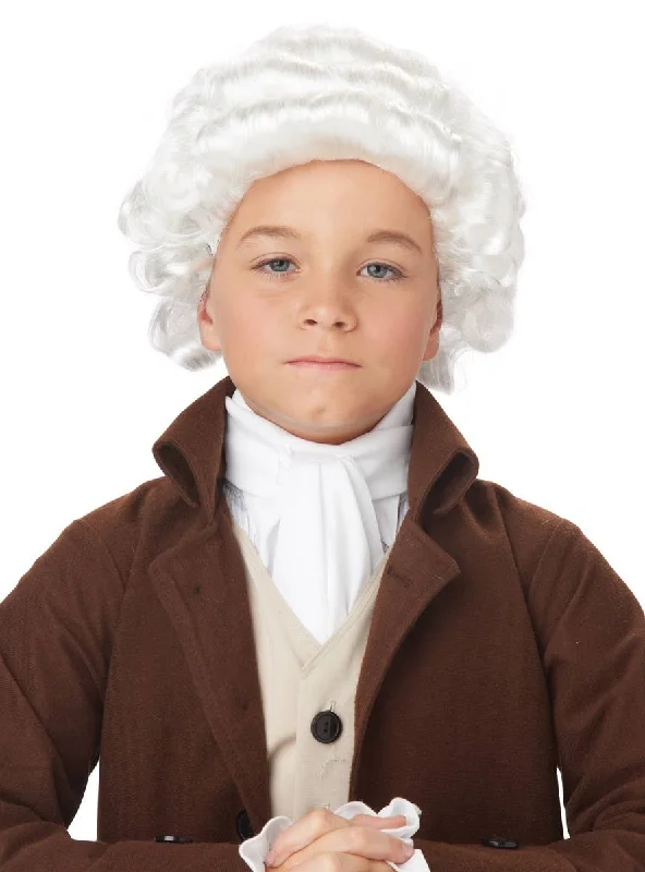 Colonial General Boys White Costume Wig