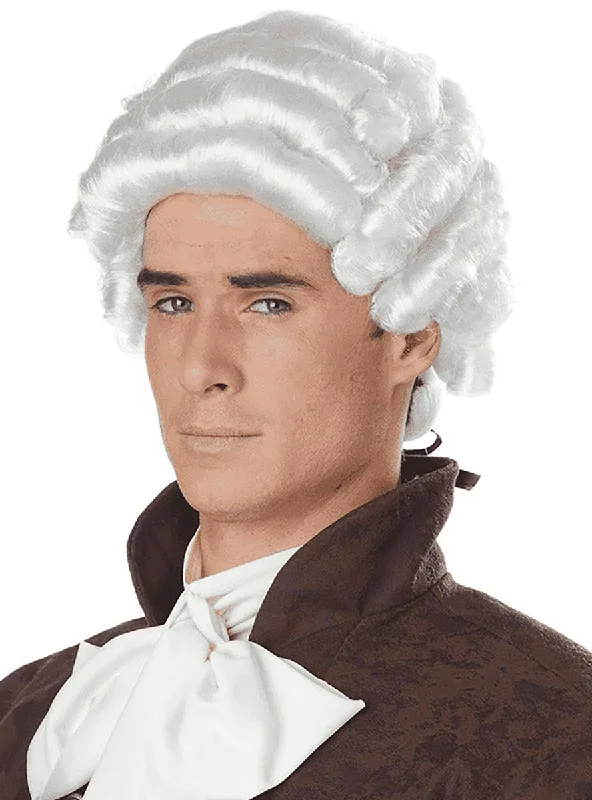 Colonial Mens White Costume Wig