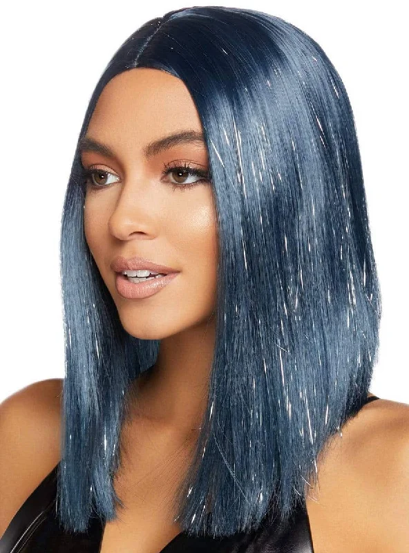 Concave Womens Midnight Blue Tinsel Highlight Costume Wig