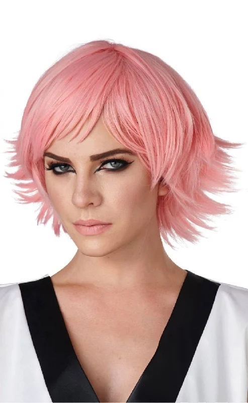 Cosplay Pink Layered Womens Costume Wig