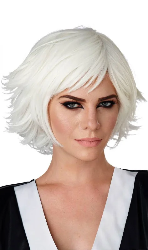 Cosplay White Layered Womens Costume Wig