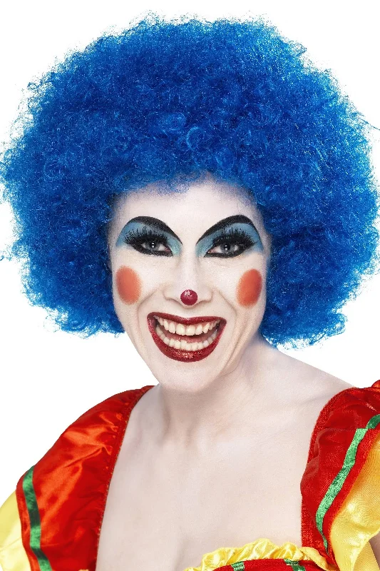 Crazy Bright Blue Unisex Adults Afro Clown Costume Wig