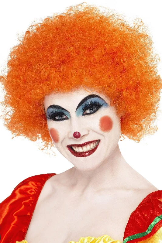 Crazy Clown Orange Unisex Adults Afro Costume Wig