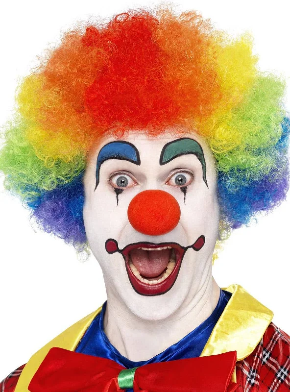 Crazy Clown Rainbow Afro Mens Costume Wig