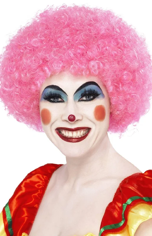 Crazy Pink Clown Afro Womens Costume Wig