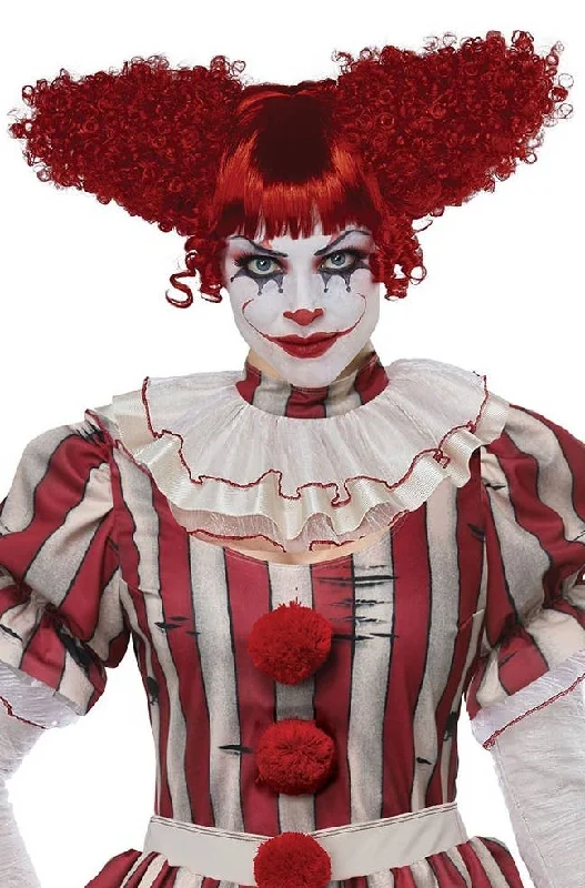 Creepy Clown Womens Red Halloween Costume Wig