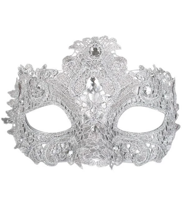 Crystal Silver Lace Adults Masquerade Mask