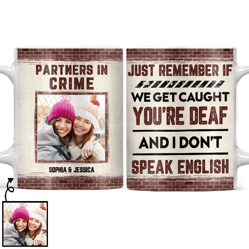 Custom Photo Bestie Sibling Partners In Crime - Personalized Custom White Edge-to-Edge Mug