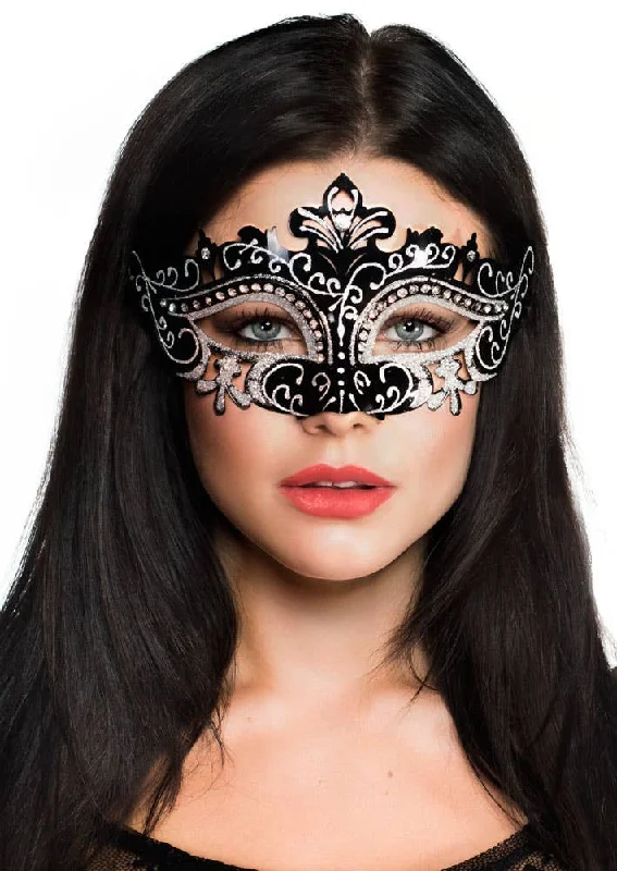 Cut Out Black Masquerade Mask with Rhinestones