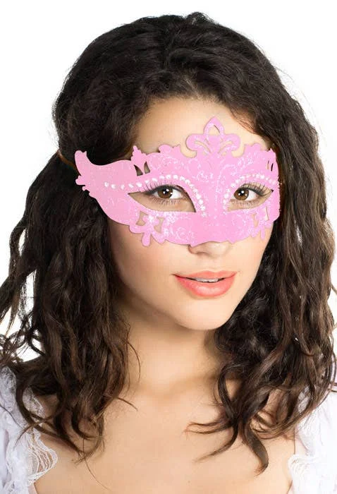 Cut Out Rhinestone Masquerade Mask in Pink