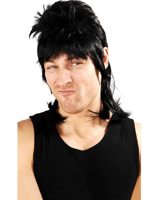 80s Dazza Mullet Wig Black