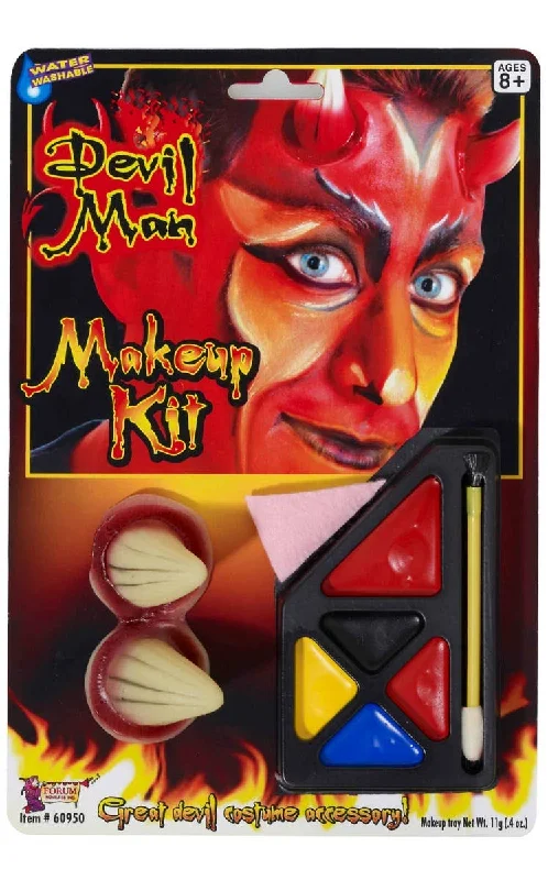 Devil Man Halloween Makeup Kit with Horns