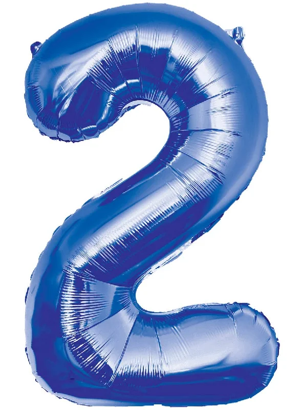 Giant 84cm Blue Number 2 Foil Balloon