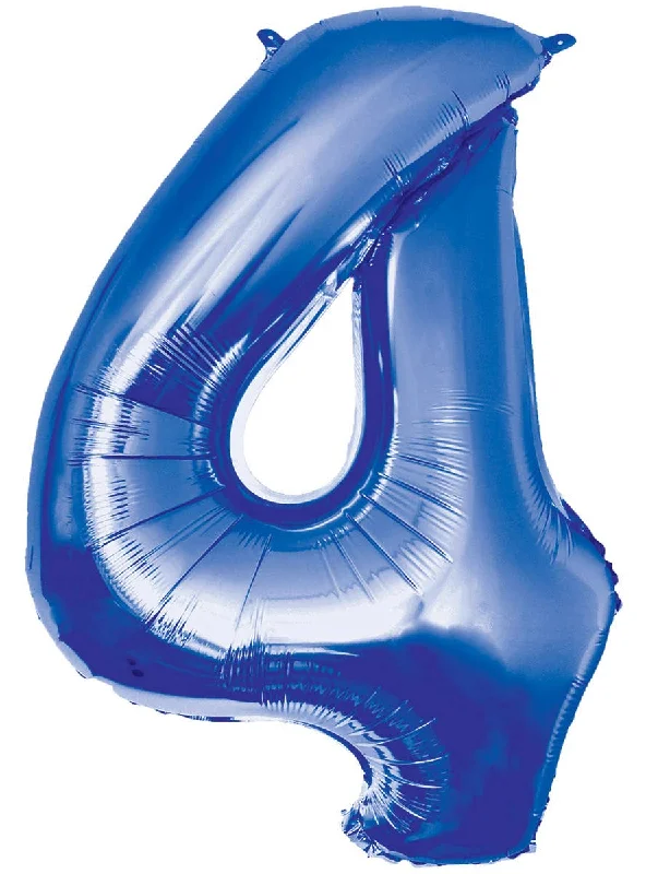 Giant 84cm Blue Number 4 Foil Balloon