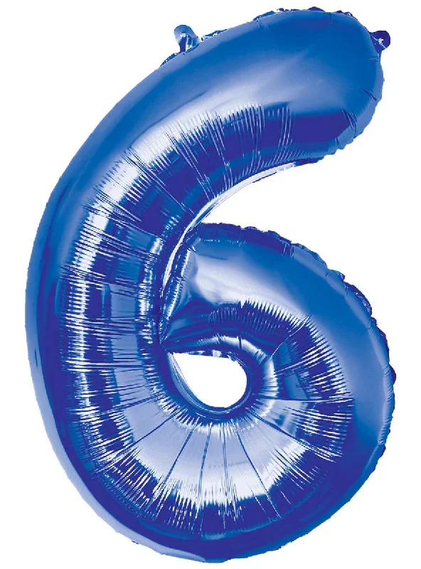 Giant 84cm Blue Number 6 Foil Balloon