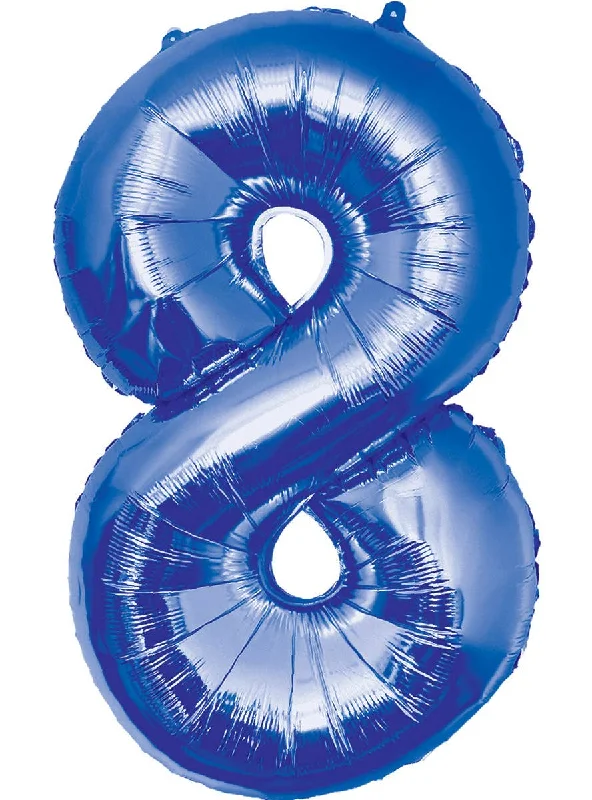 Giant 84cm Blue Number 8 Foil Balloon