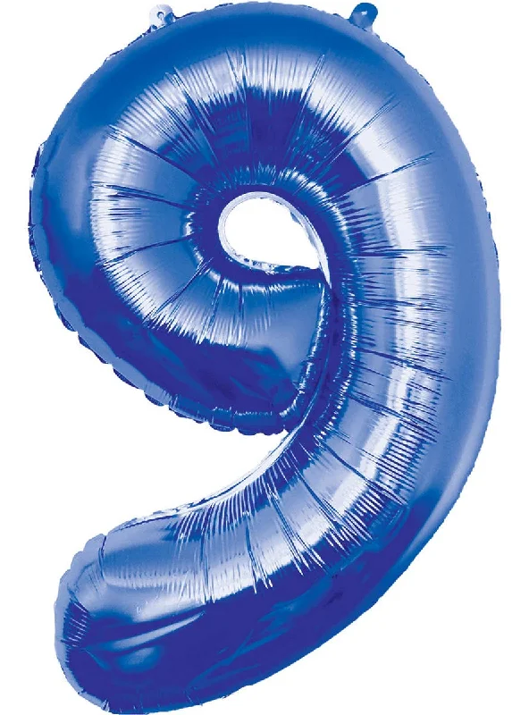 Giant 84cm Blue Number 9 Foil Balloon