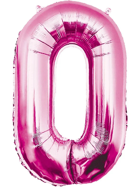 Giant Pink 84cm Number 0 Foil Balloon