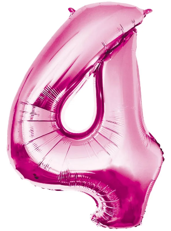 Giant Pink 84cm Number 4 Foil Balloon