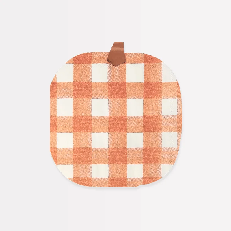 Gingham Pumpkin Napkins, Pack of 16