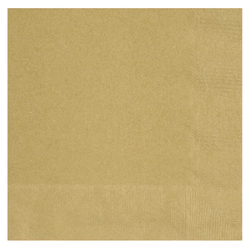 Gold Paper Napkins - 2 Ply - Pack of 20 - 33cm