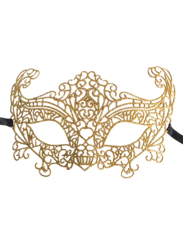 Cut Out Gold Glitter Womens Masquerade Mask