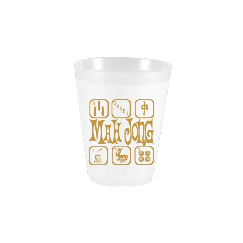 Gold Mahjong Tiles Frosted Plastic Cups 10ct