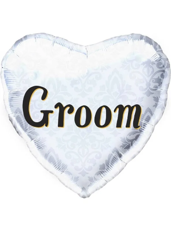 Groom White Heart Shaped 45cm Foil Balloon