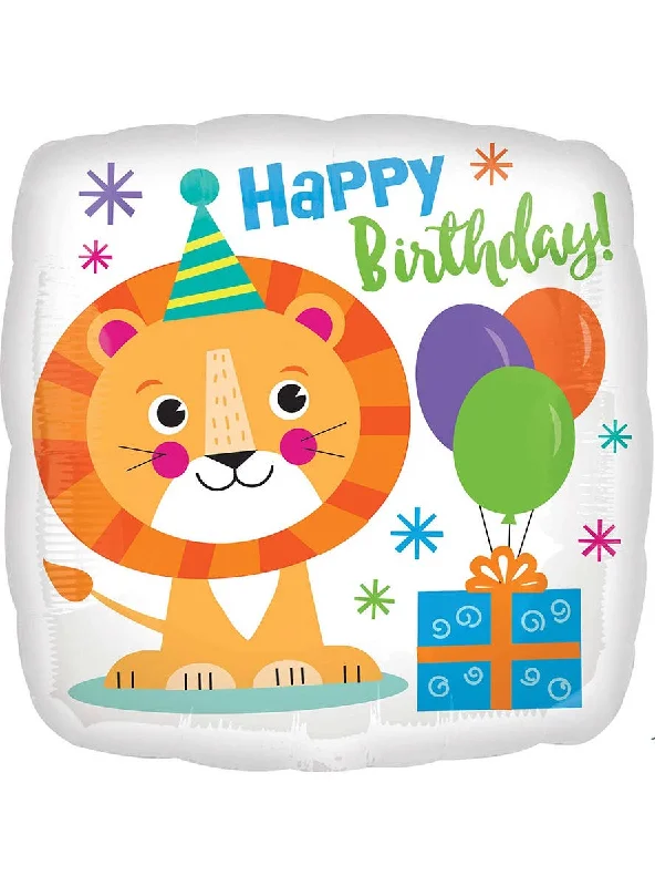 Jungle Safari Happy Birthday Print 45cm Square Foil Balloon