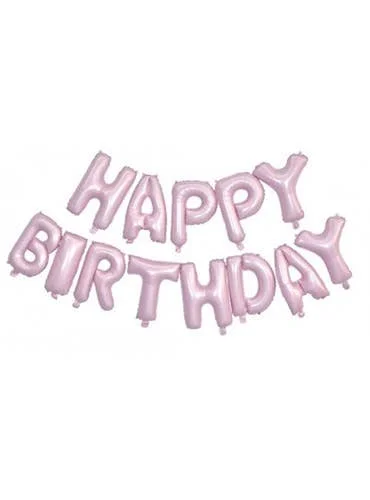 Happy Birthday Matte Pink Script 35cm Air Fill Foil Balloon Banner