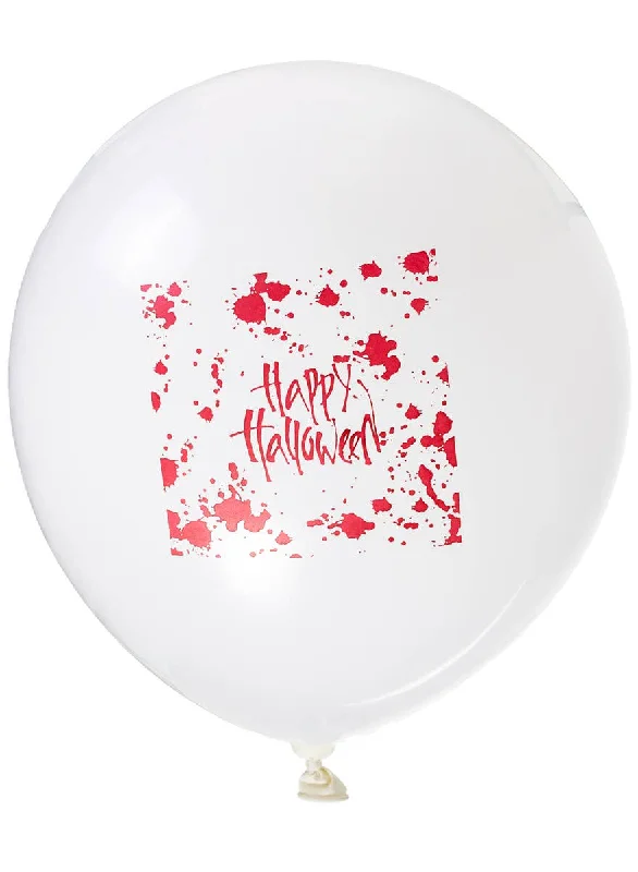 Happy Halloween Print Blood Splatter White 8 Pack 30cm Latex Balloons