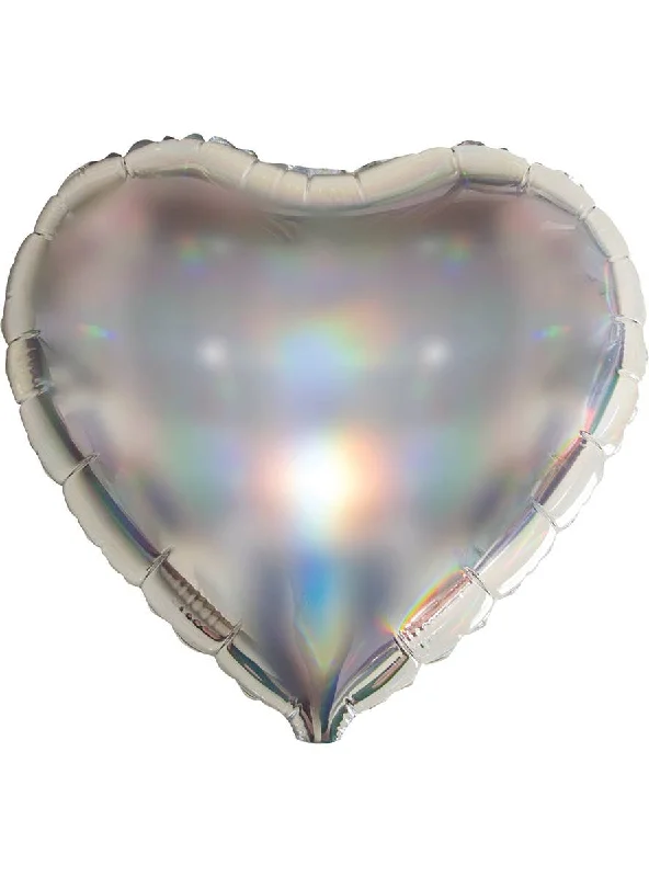 Heart Shaped Iridescent Silver 45cm Foil Balloon