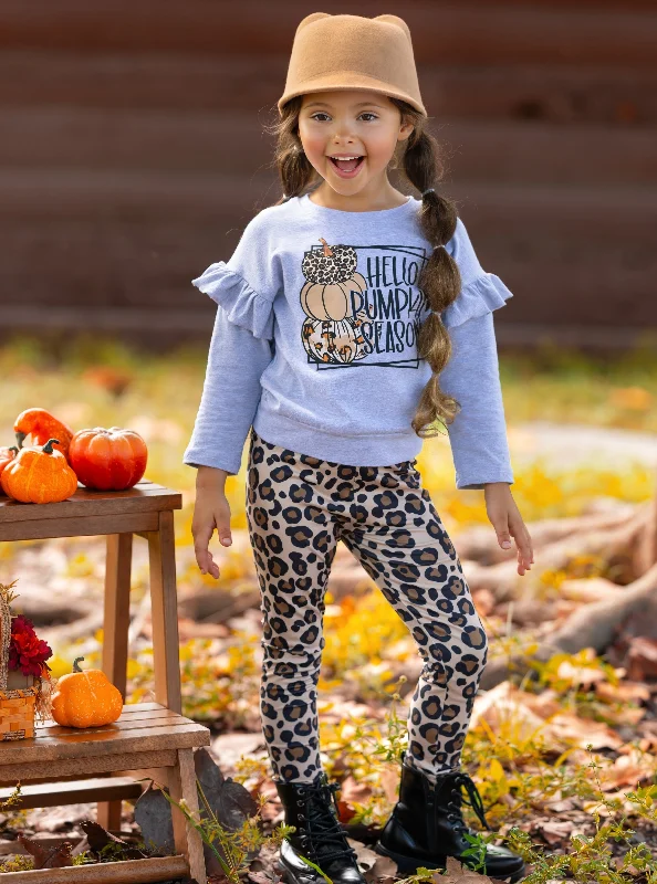 Hello Pumpkin Season Pullover and Leopard Legging Set