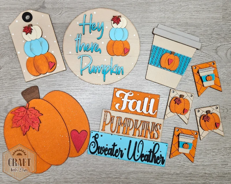 Hey There Pumpkin Sign | Autumn Decor| Fall Crafts | Fall Decor | DIY Craft Kits | Paint Party Supplies | #4429