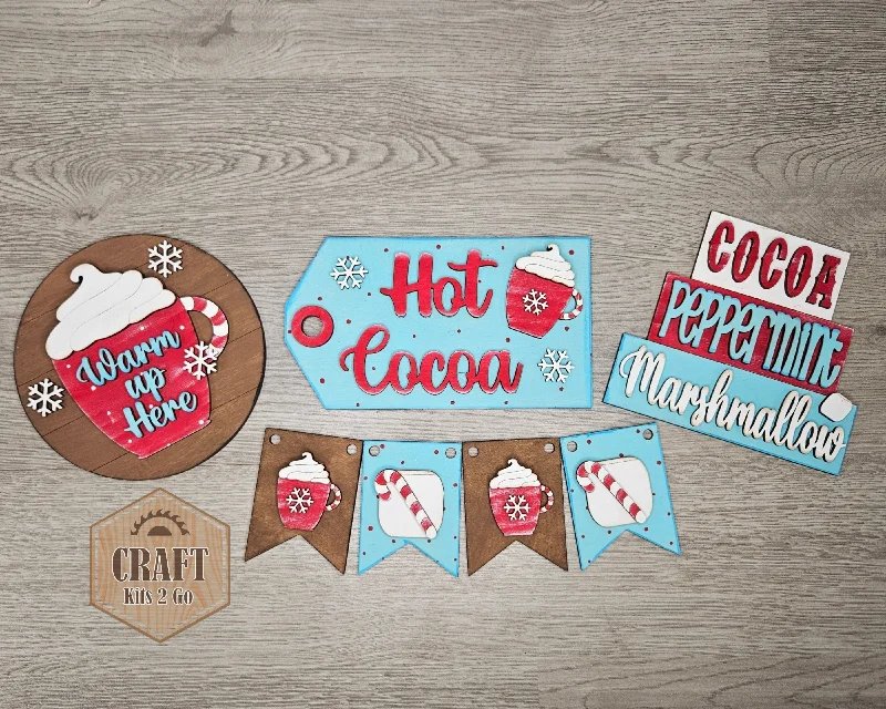 Hot Cocoa Bar Sign | Christmas Decor | Winter Crafts | Winter Sign | Christmas Crafts | DIY Craft Kits | Paint Party Supplies | #4425