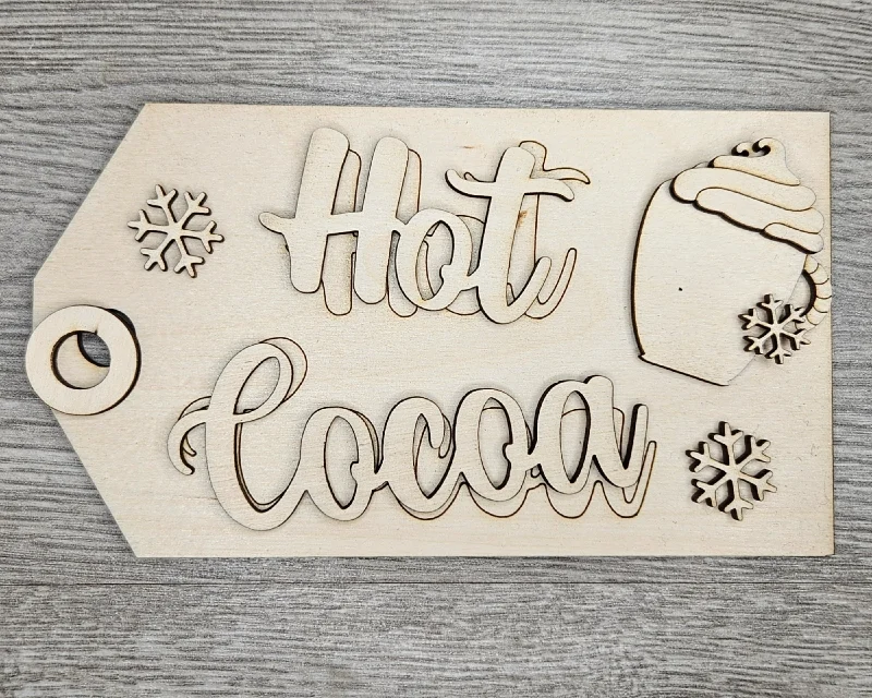 Hot Cocoa Tag | Christmas Decor | Winter Crafts | Winter Sign | Christmas Crafts | DIY Craft Kits | Paint Party Supplies | #4423