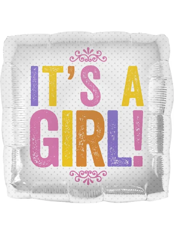 It’s A Girl 45cm Square Shaped Foil Balloon