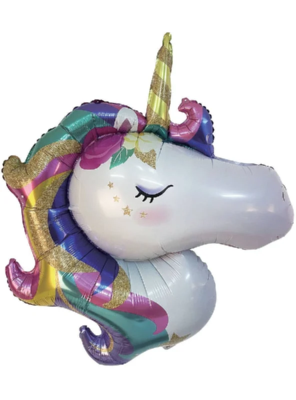 Large Rainbow Unicorn Head 90cm Foil Balloon