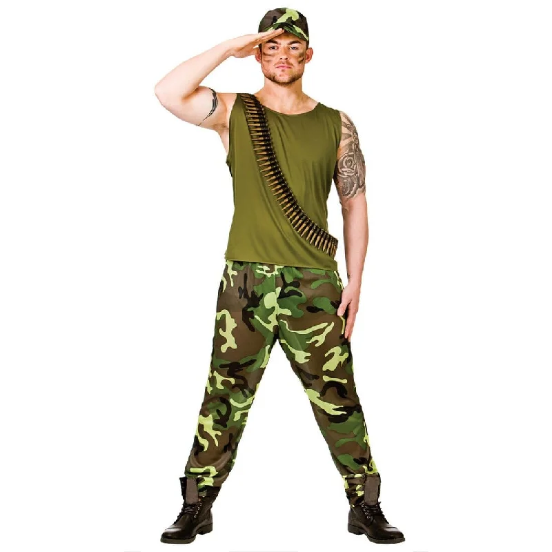 Mens Army Guy Soldier Military Fancy Dress Halloween Costume