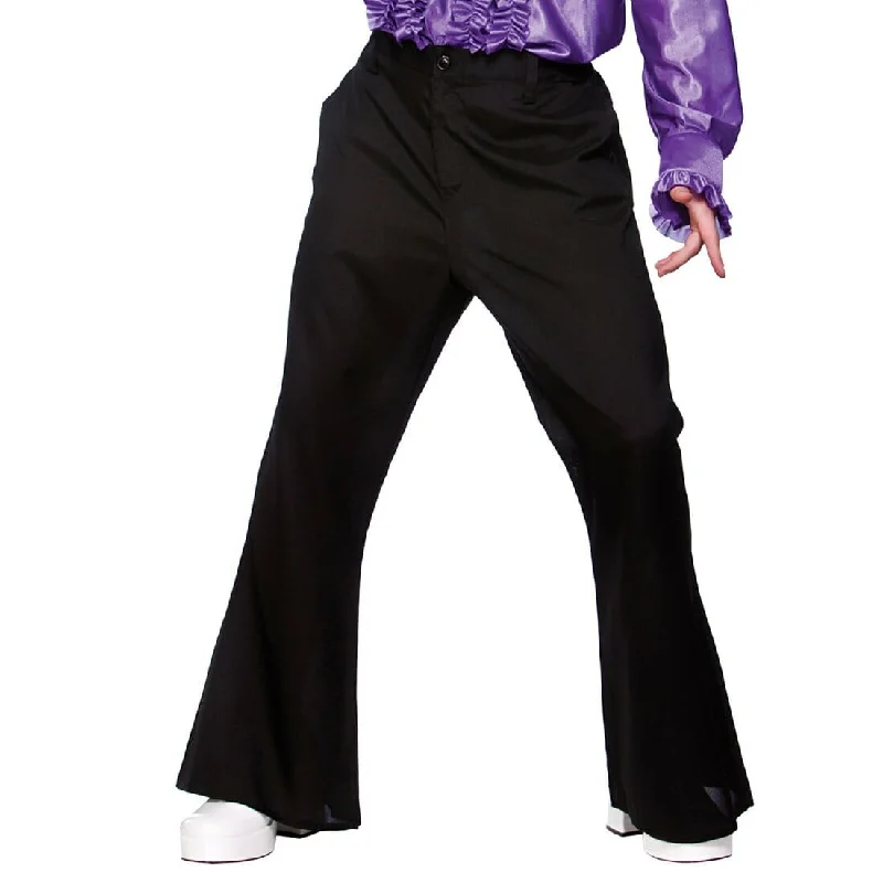 Mens Black 1970s Disco Flares Fancy Dress Halloween Costume