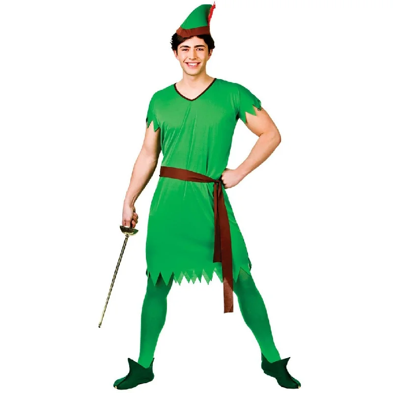 Mens Green Lost Boy Elf Robin Hood Halloween Costume