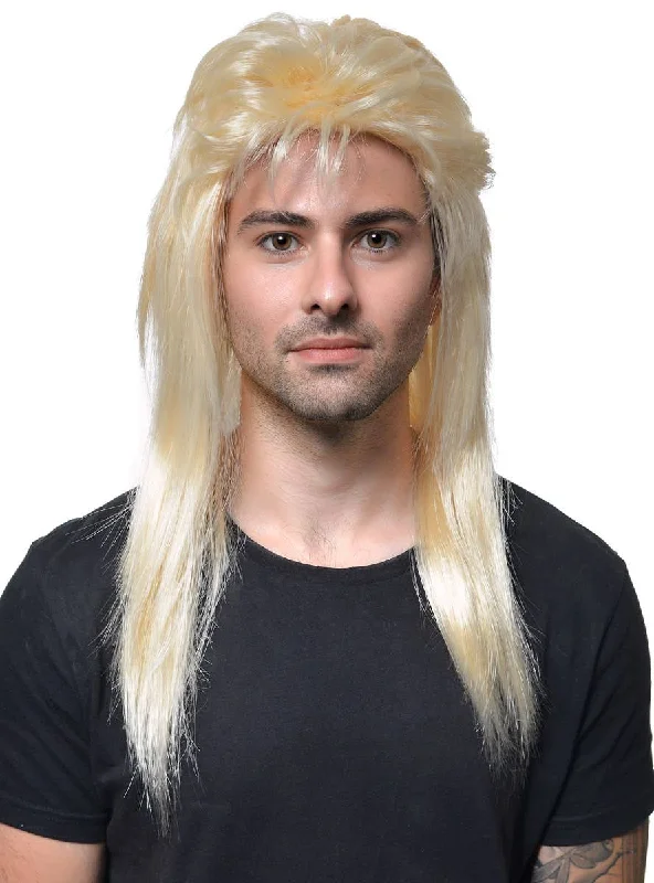 Classic Long Blonde Mullet Mens Costume Wig