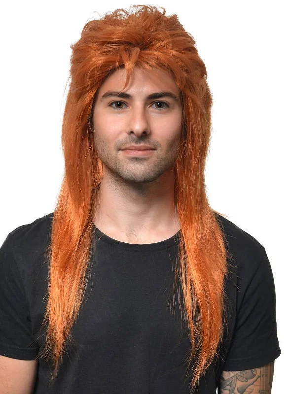 Classic Long Ginger Mullet Mens Costume Wig