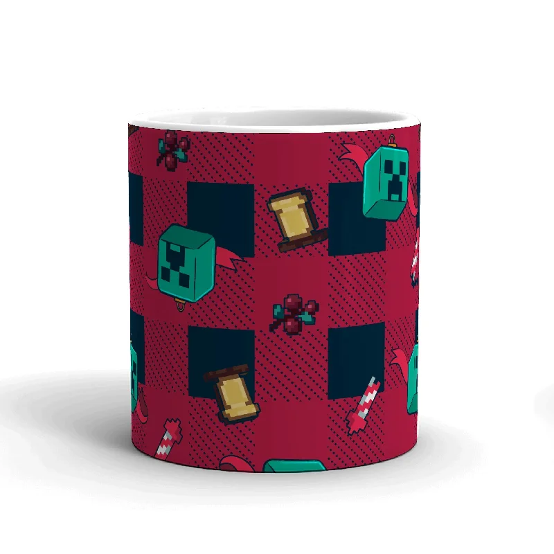 Minecraft Creeper Plaid White Mug