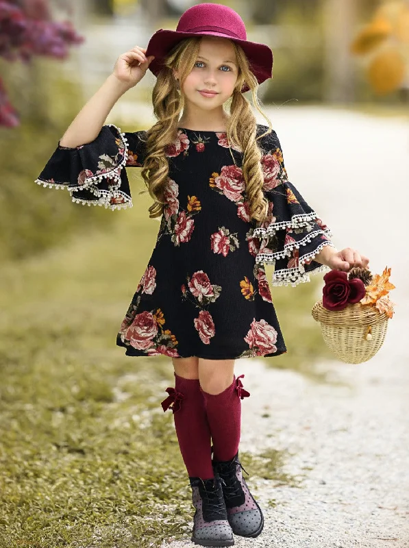 Dark and Lovely Tiered Sleeve Floral Miya Dress